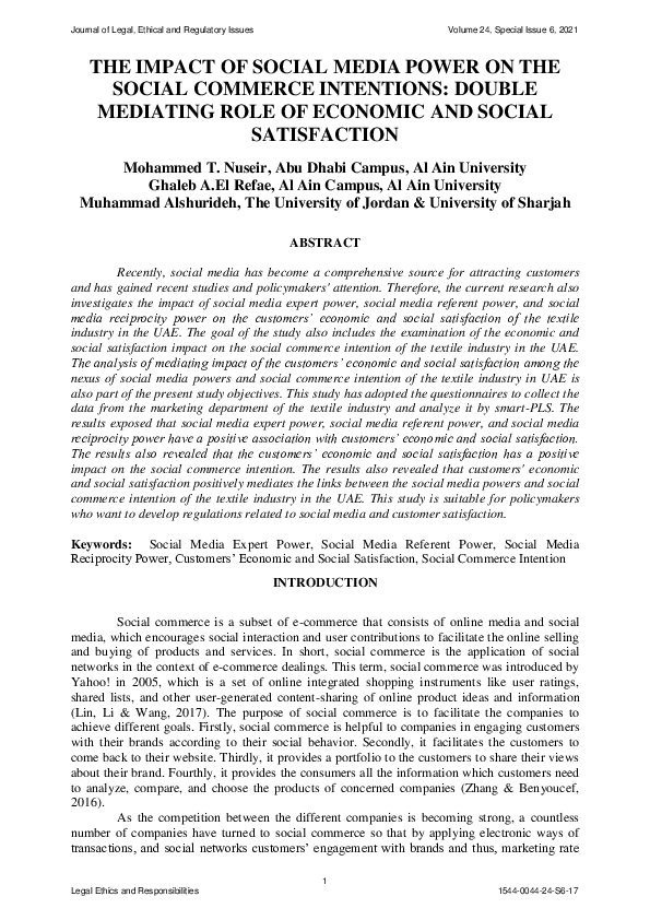 (PDF) The Impact of Social Media Power on the Social Commerce ...