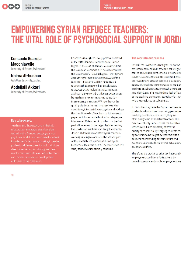 (PDF) Empowering Syrian refugee teachers: The vital role of ...