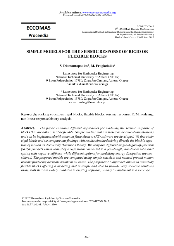 (PDF) Simple Models for the Seismic Response of Rigid or Flexible Blocks