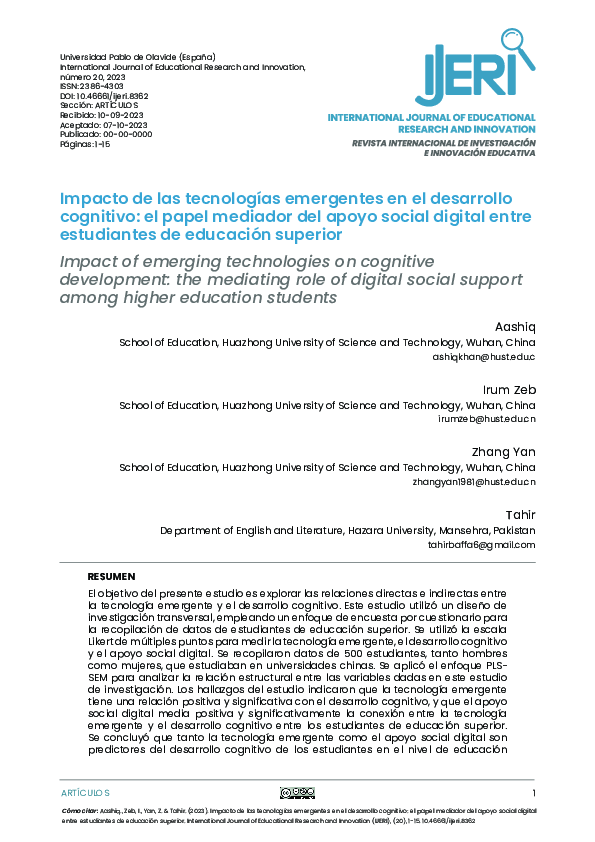 (PDF) Impact of emerging technologies on cognitive development the ...