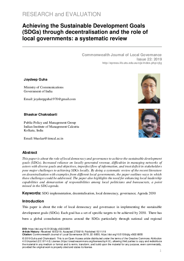 (PDF) Achieving the Sustainable Development Goals (SDGs) One and Two ...