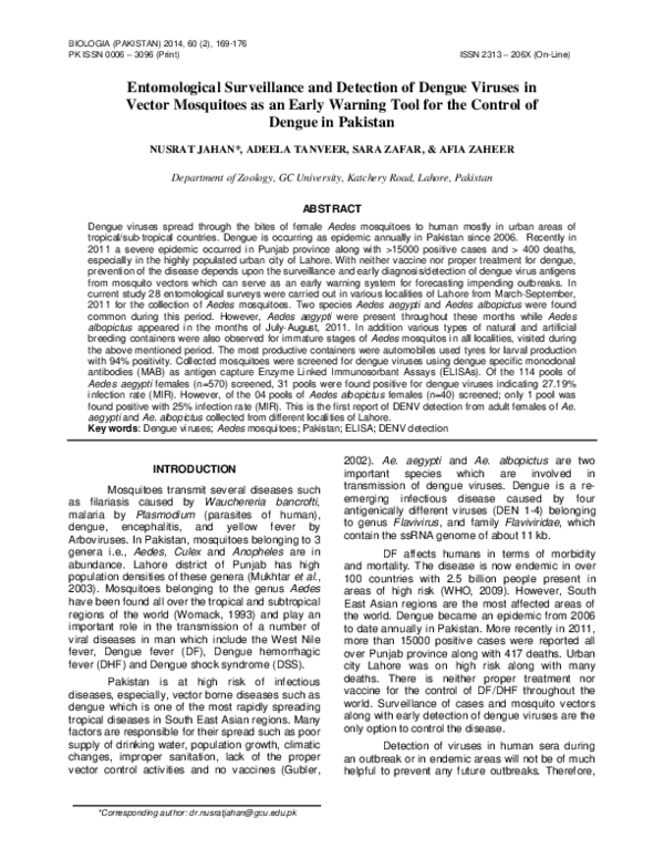 (PDF) Entomological surveillance and detection of dengue viruses in ...