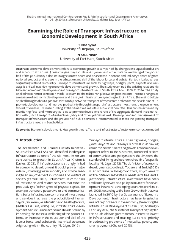(PDF) Examining the role of transport Infrastructure on economic ...