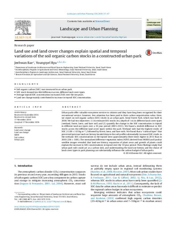 (PDF) Land use and land cover changes explain spatial and temporal ...