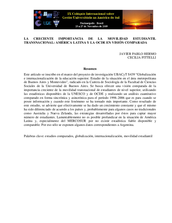 (PDF) La Creciente Importancia De La Movilidad Estudiantil ...