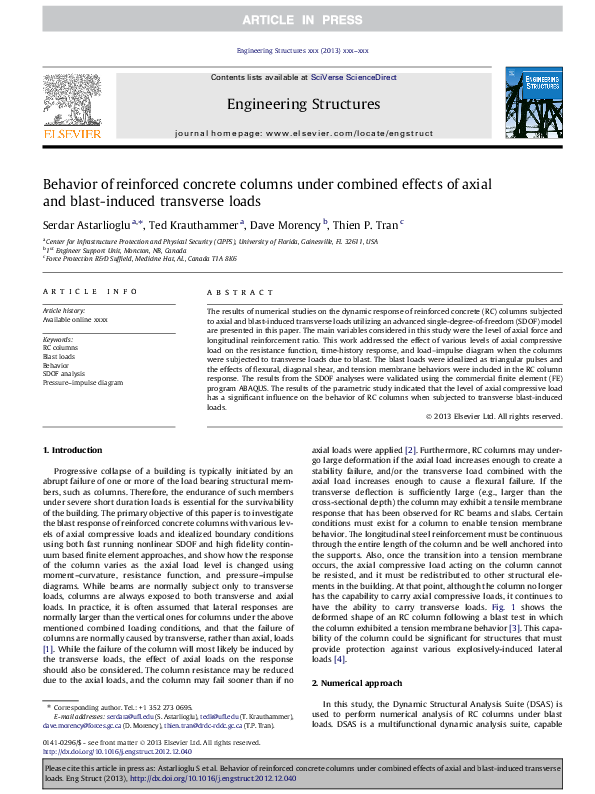 (PDF) Behavior of reinforced concrete columns under combined effects of ...