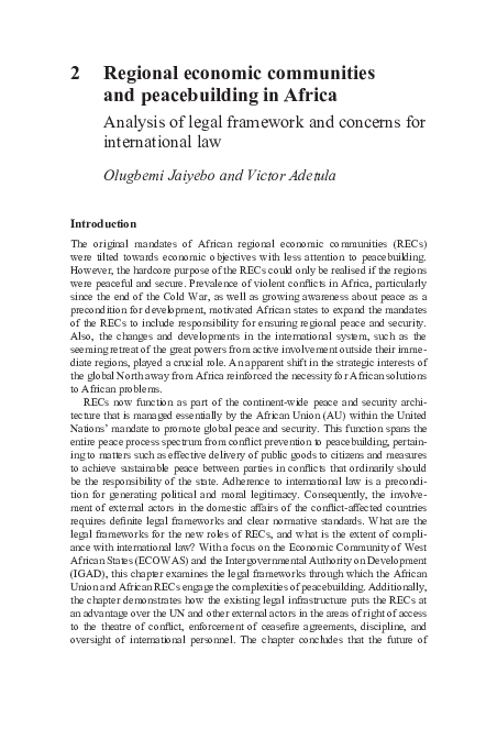 (PDF) Regional Economic Communities and Peacebuilding in Africa