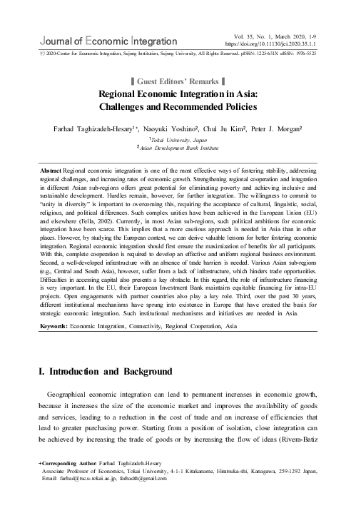 (PDF) Regional Economic Integration in Asia: Challenges and Recommended ...