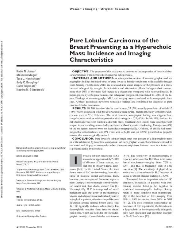 (PDF) Pure Lobular Carcinoma of the Breast Presenting as a Hyperechoic ...