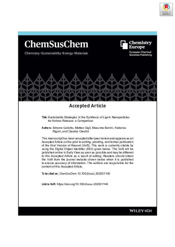 (PDF) Sustainable Strategies in the Synthesis of Lignin Nanoparticles ...