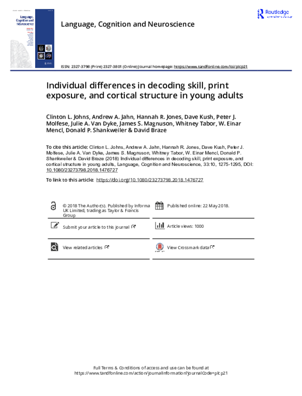 (PDF) Individual differences in decoding skill, print exposure, and ...