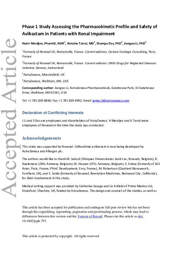 (PDF) Phase 1 Study Assessing the Pharmacokinetic Profile and Safety of ...