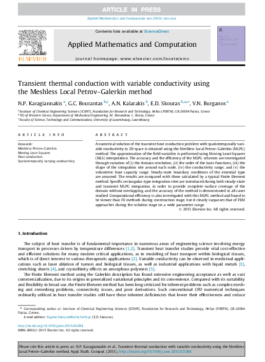 (PDF) Transient thermal conduction with variable conductivity using the ...