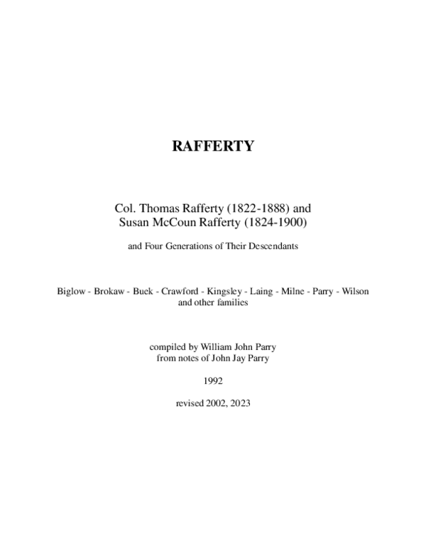 (PDF) RAFFERTY: Col. Thomas Rafferty (1822-1888) and Susan McCoun ...