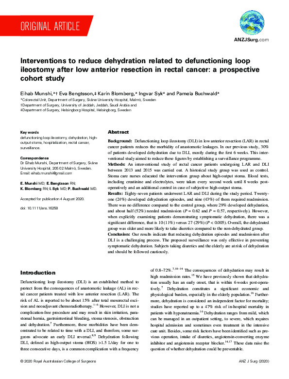 (PDF) Interventions to reduce dehydration related to defunctioning loop ...