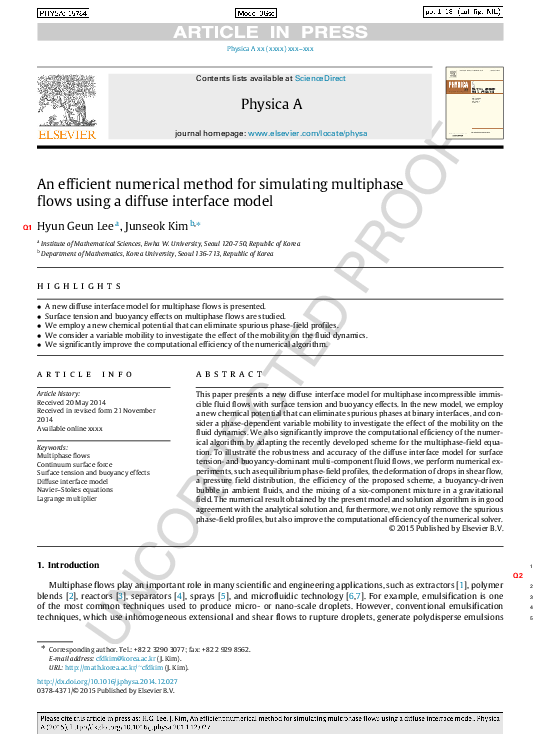 (PDF) An Efficient Numerical Method for Simulating Multiphase Flowswith ...