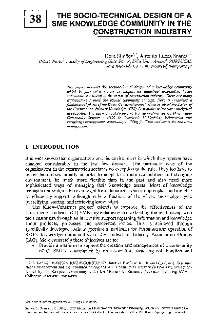 (PDF) The Socio-Technical Design Of A SME Knowledge Community In The ...