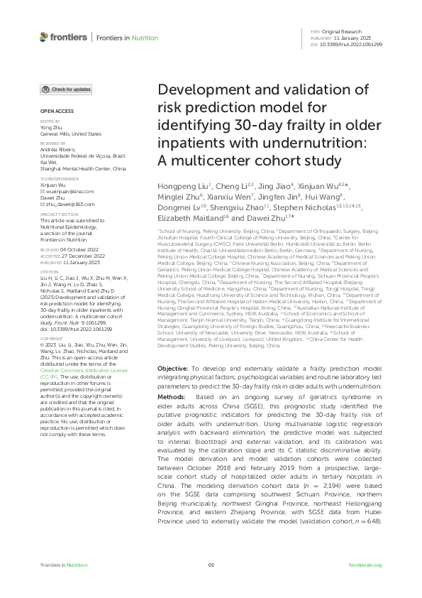 (PDF) Development and validation of risk prediction model for ...