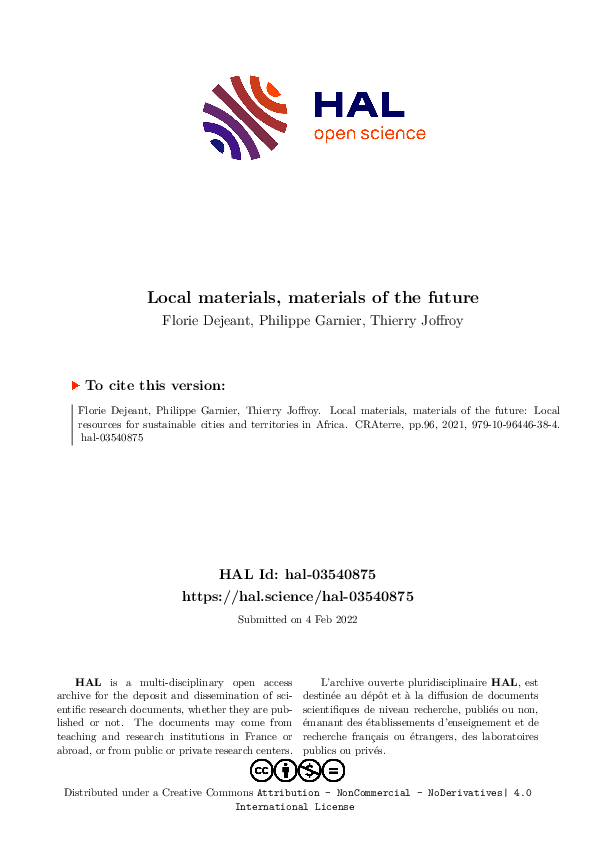 (PDF) Local materials, materials of the future