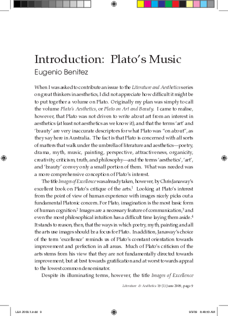 (PDF) Introduction: Plato's Music