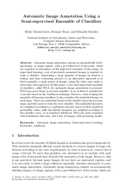 (PDF) Automatic Image Annotation Using a Semi-supervised Ensemble of ...
