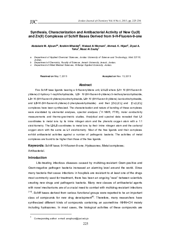 (PDF) Synthesis , Characterization and Antibacterial Activity of New Cu ...