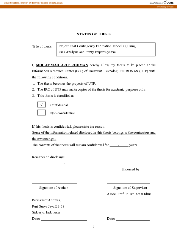 (PDF) Project Cost Contingency Estimation ModelingUsing Risk Analysis ...