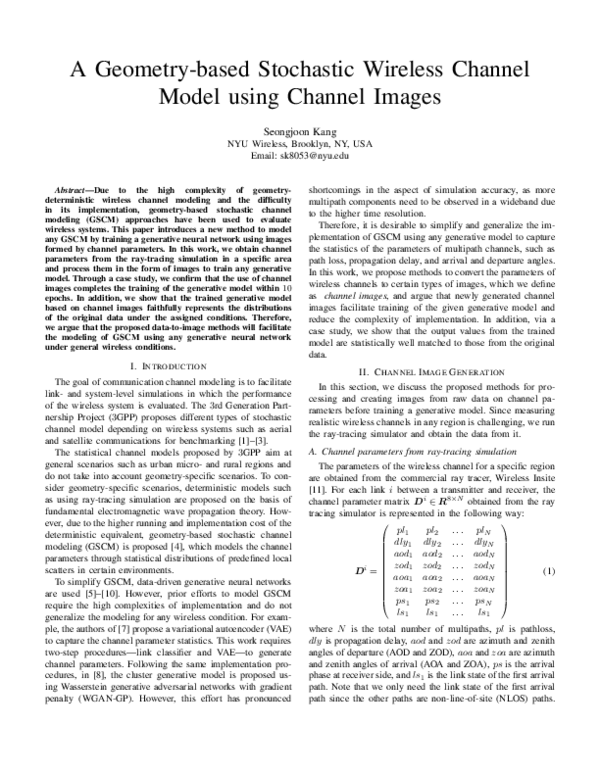 (PDF) A Geometry-based Stochastic Wireless Channel Model using Channel ...