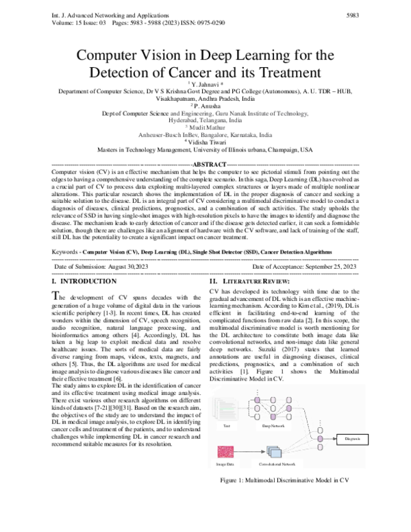 (PDF) Computer Vision in Deep Learning for the Detection of Cancer and ...