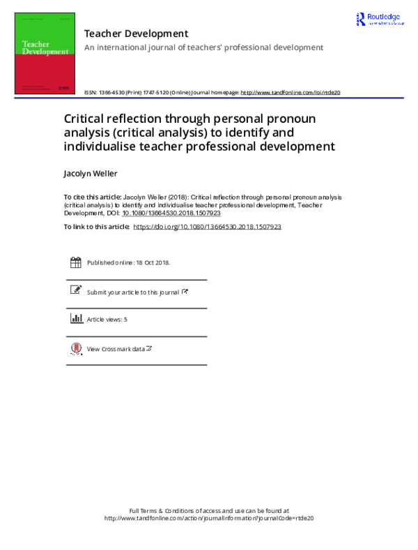 (PDF) Critical reflection through personal pronoun analysis (critical ...