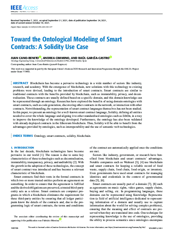 (PDF) Toward the Ontological Modeling of Smart Contracts: A Solidity ...