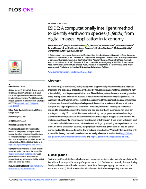(PDF) ESIDE: A computationally intelligent method to identify earthworm ...
