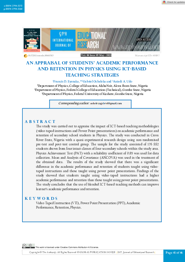 (PDF) An Appraisal of Students' Academic Performance and Retention in ...