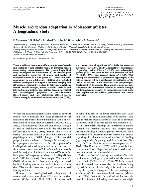 (PDF) Muscle and tendon adaptation in adolescent athletes: A ...