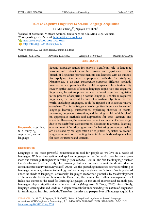 (PDF) Roles of Cognitive Linguistics to Second Language Acquisition