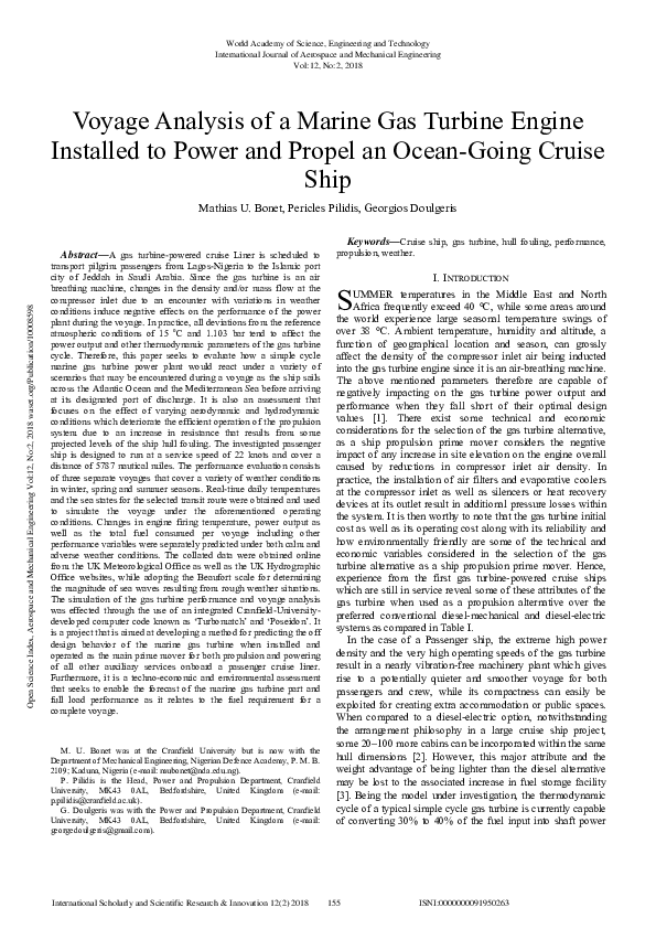 (PDF) Voyage Analysis of a Marine Gas Turbine Engine Installed to Power ...