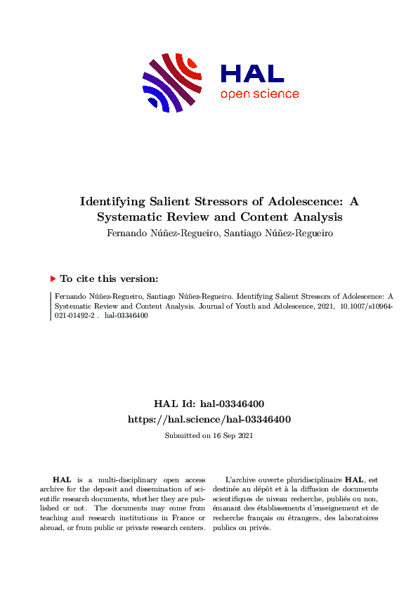 (PDF) Identifying Salient Stressors of Adolescence: A Systematic Review ...