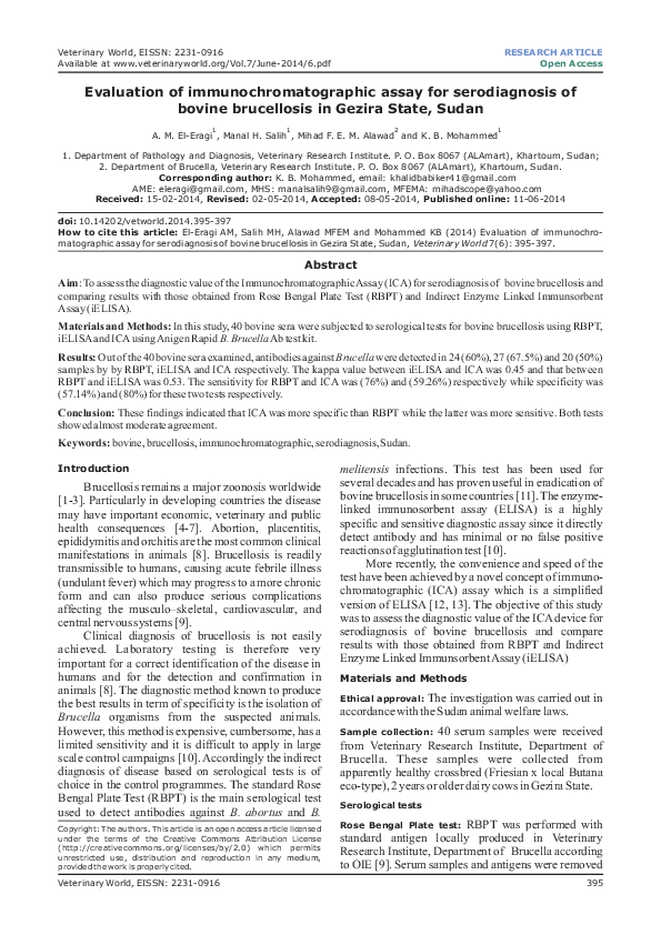 (PDF) Evaluation of immunochromatographic assay for serodiagnosis of ...