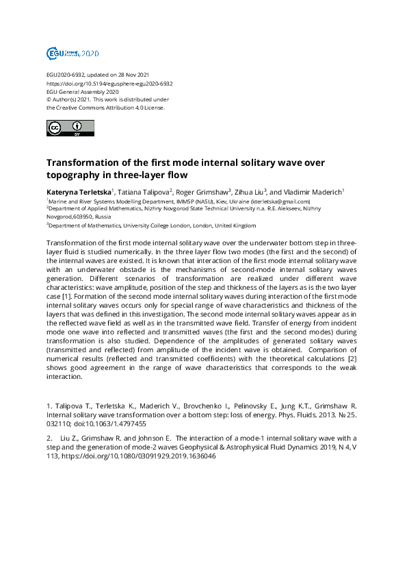 (PDF) Transformation of the first mode internal solitary wave over ...