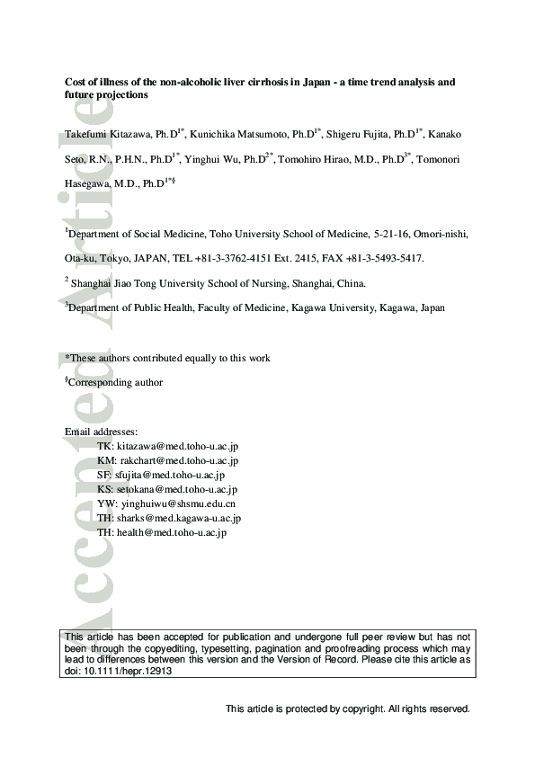 (PDF) Cost of illness of non-alcoholic liver cirrhosis in Japan: A time ...