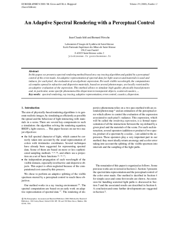 (PDF) An Adaptive Spectral Rendering with a Perceptual Control