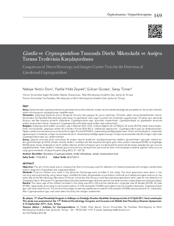(PDF) Comparison of Direct Microcopy and Antigen Casette Tests for the ...