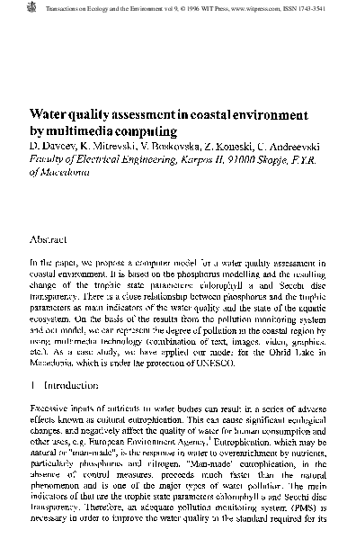 (PDF) Water Quality Assessment In Coastal EnvironmentBy Multimedia ...