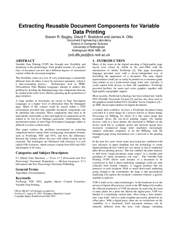 (PDF) Extracting reusable document components for variable data printing