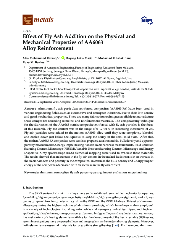 (PDF) Effect of Fly Ash Addition on the Physical and Mechanical ...