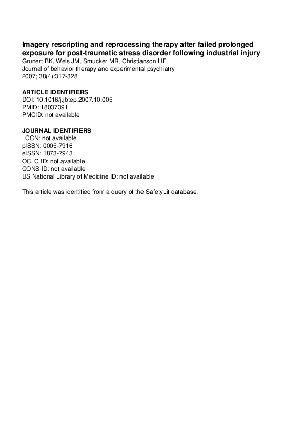 (PDF) Imagery rescripting and reprocessing therapy after failed ...