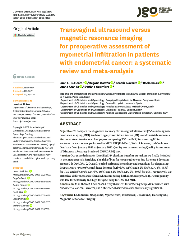 (PDF) Transvaginal ultrasound versus magnetic resonance imaging for ...