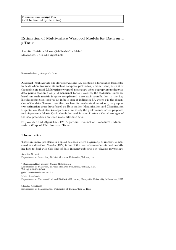 (PDF) Estimation of parameters in multivariate wrapped models for data ...