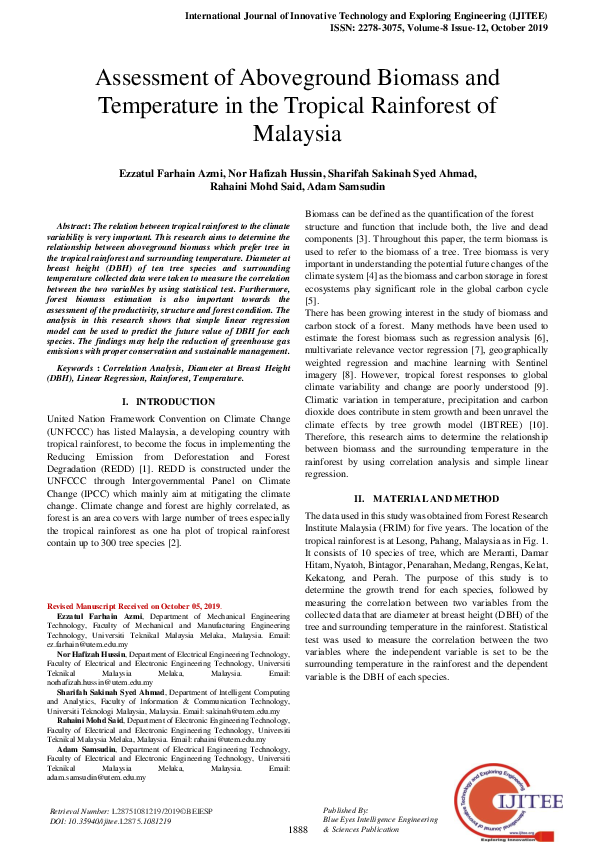 (PDF) Assessment of Aboveground Biomass and Temperature in the Tropical ...