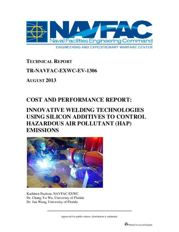 (PDF) Cost and Performance Report: Innovative Welding Technologies ...